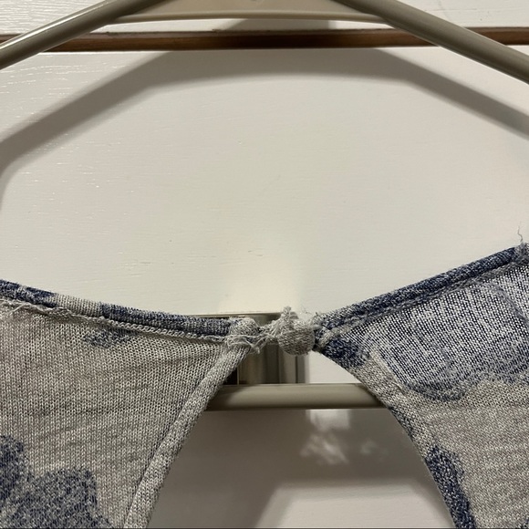 Free People Zoe Printed Grey & Blue Floral Blouse - Picture 8 of 8